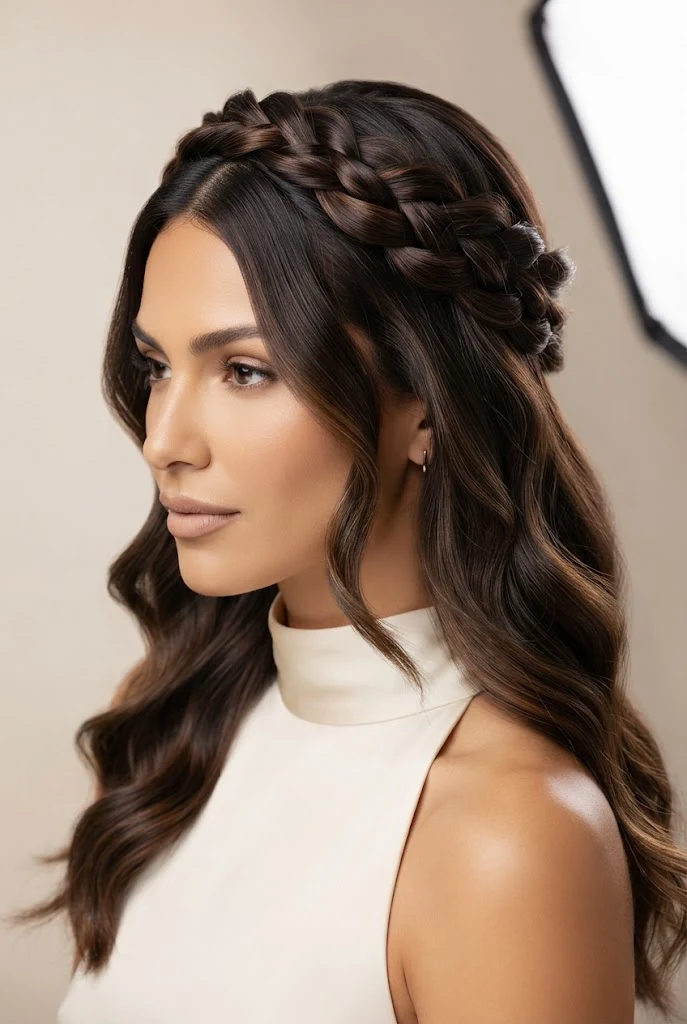Twisted Half-Up Crown — peinados simples y elegantes style outfit