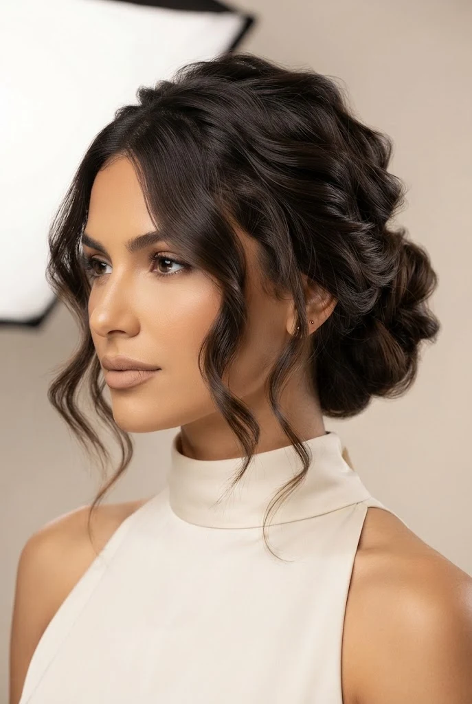 Messy Chignon with Face-Framing Tendrils — peinados simples y elegantes style outfit