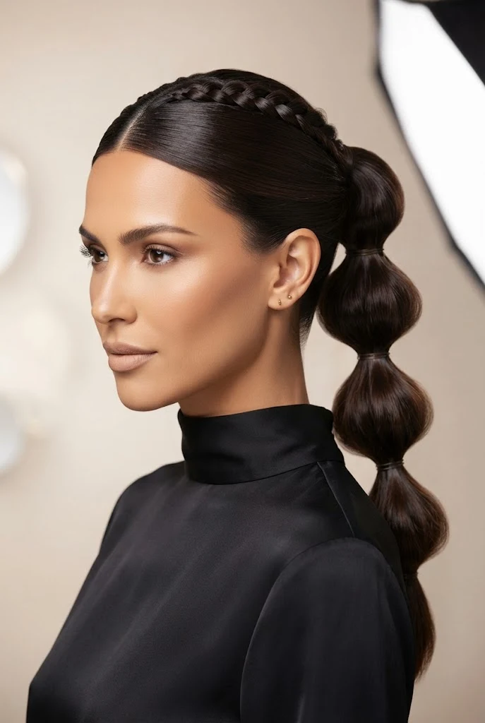 Braided Bubble Ponytail — peinados simples y elegantes style outfit