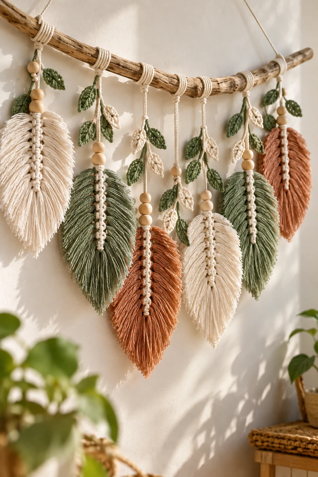 Botanical Macrame Feather Garland — pola macrame style outfit