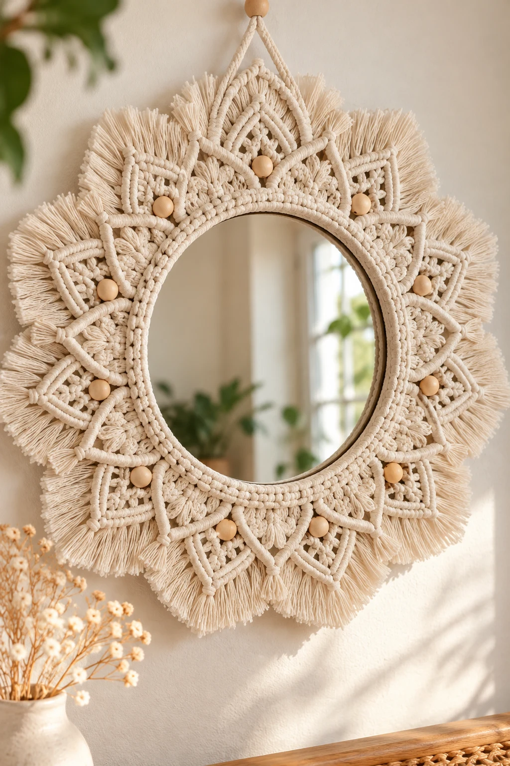 Decorative Macrame Mirror Frame — pola macrame style outfit