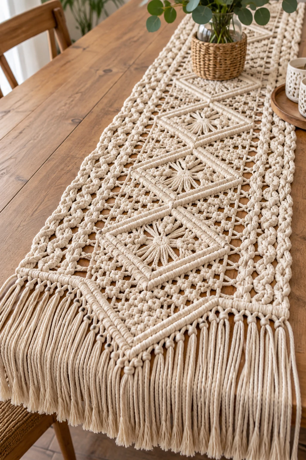 Rustic Macrame Table Runner — pola macrame style outfit