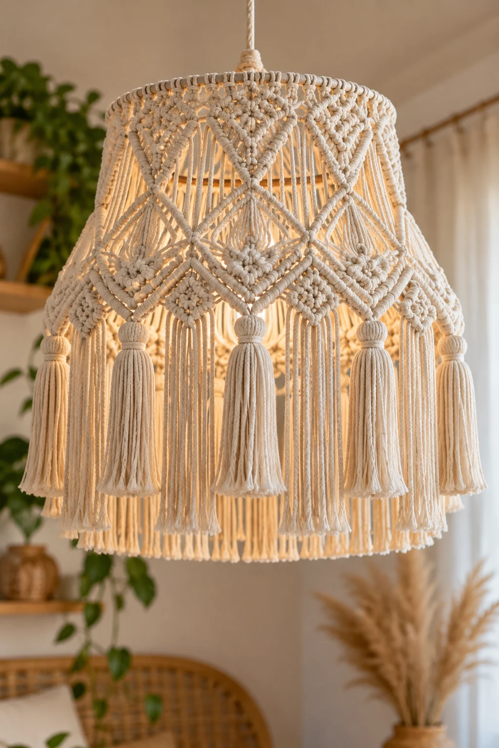 Bohemian Macrame Lampshade — pola macrame style outfit
