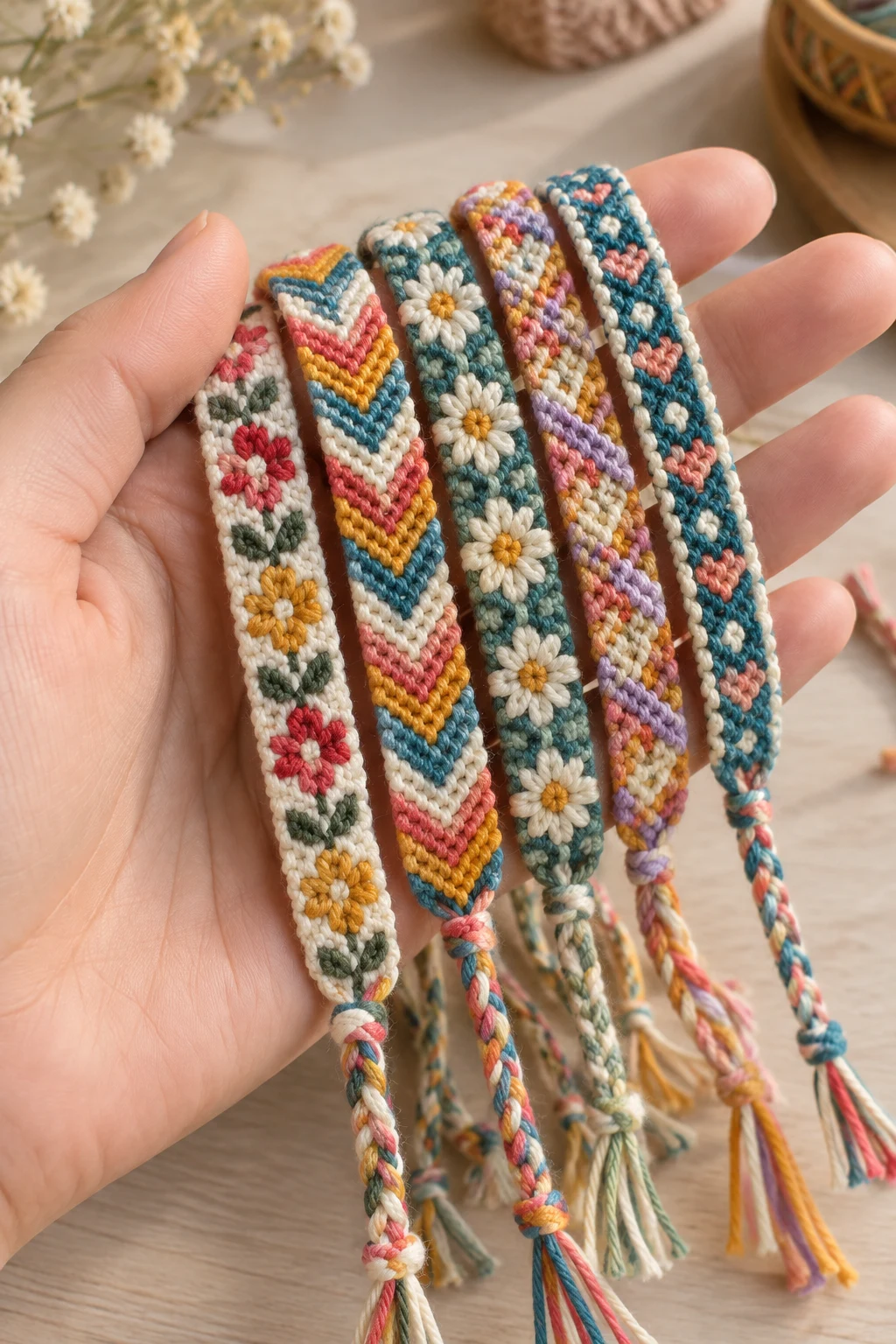 Colorful Macrame Friendship Bracelets — pola macrame style outfit