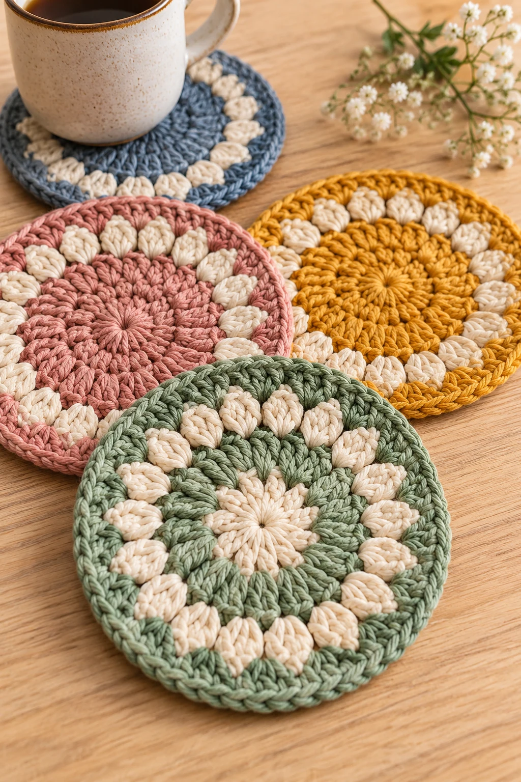 Quick Crochet Coasters in Modern Colors — quick crochet style outfit