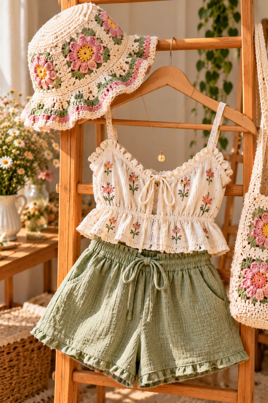 Handmade Heart Sweater With Wide-Leg Trousers — really cute outfits