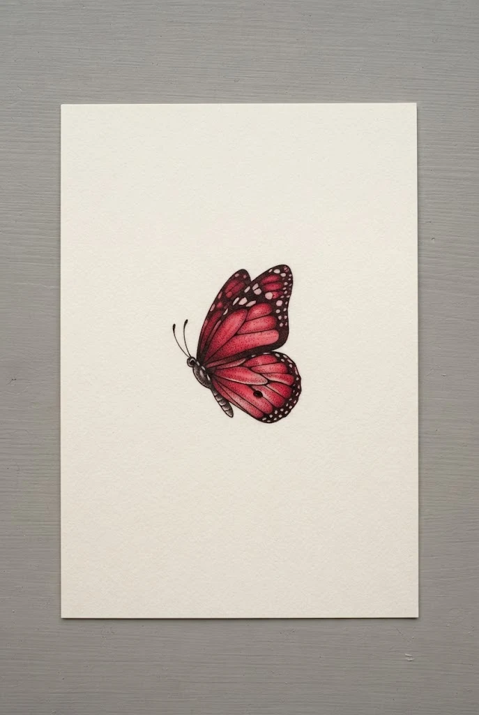 The Classic Crimson Solitary Insect — red butterfly tattoo behind ear style outfit