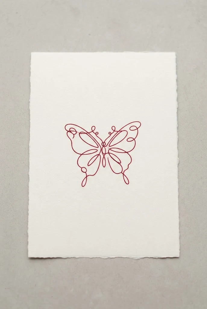Single-Line Red Ink Butterfly Tattoo — red ink butterfly tattoo style outfit