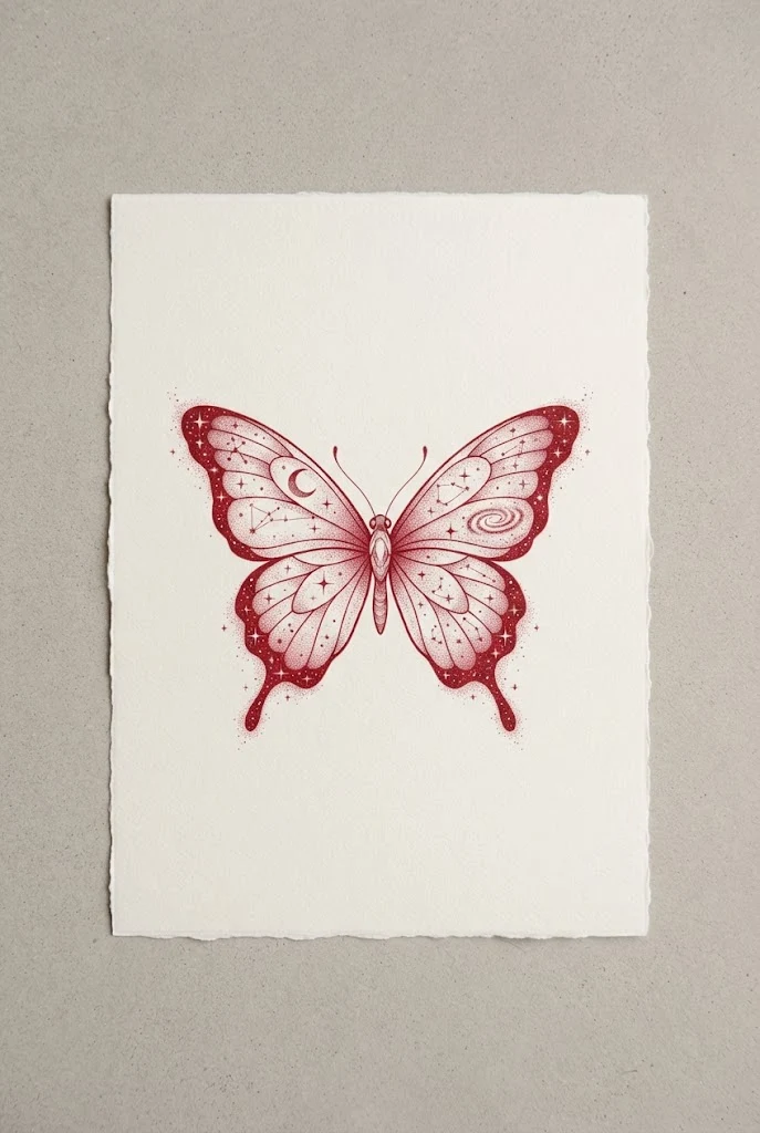 Celestial Cosmic Red Ink Butterfly Tattoo — red ink butterfly tattoo style outfit