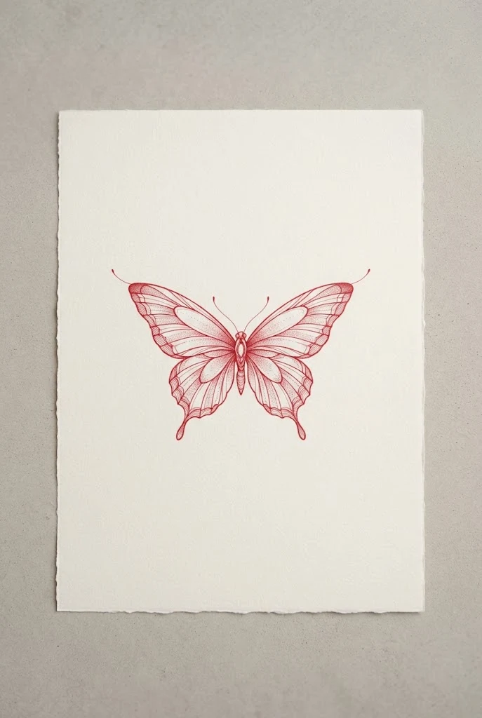 Collarbone Red Fine Line Butterfly Tattoo — red ink butterfly tattoo style outfit