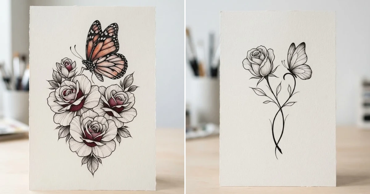 Roses and butterfly tattoo: 15 Easy Tattoo Ideas for roses and butterfly tattoo