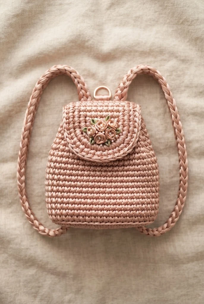 Rose Gold Satin Mini Backpack — satin crochet bag