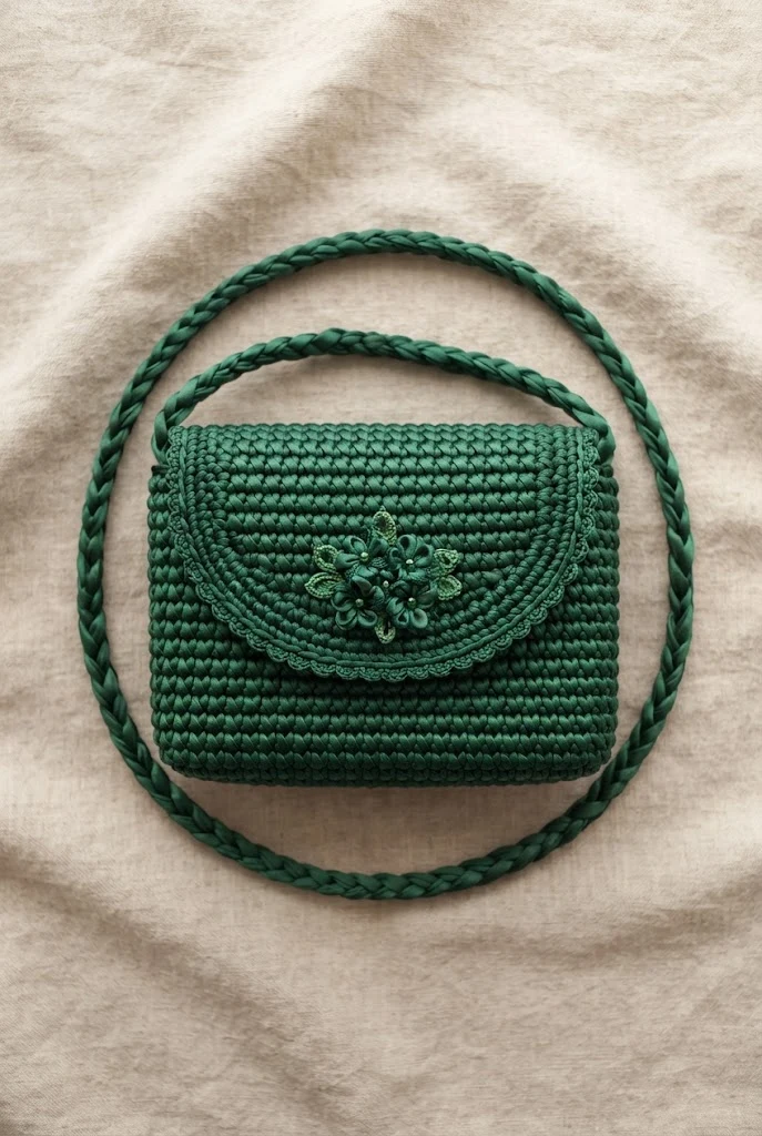 Emerald Green Satin Crossbody — satin crochet bag