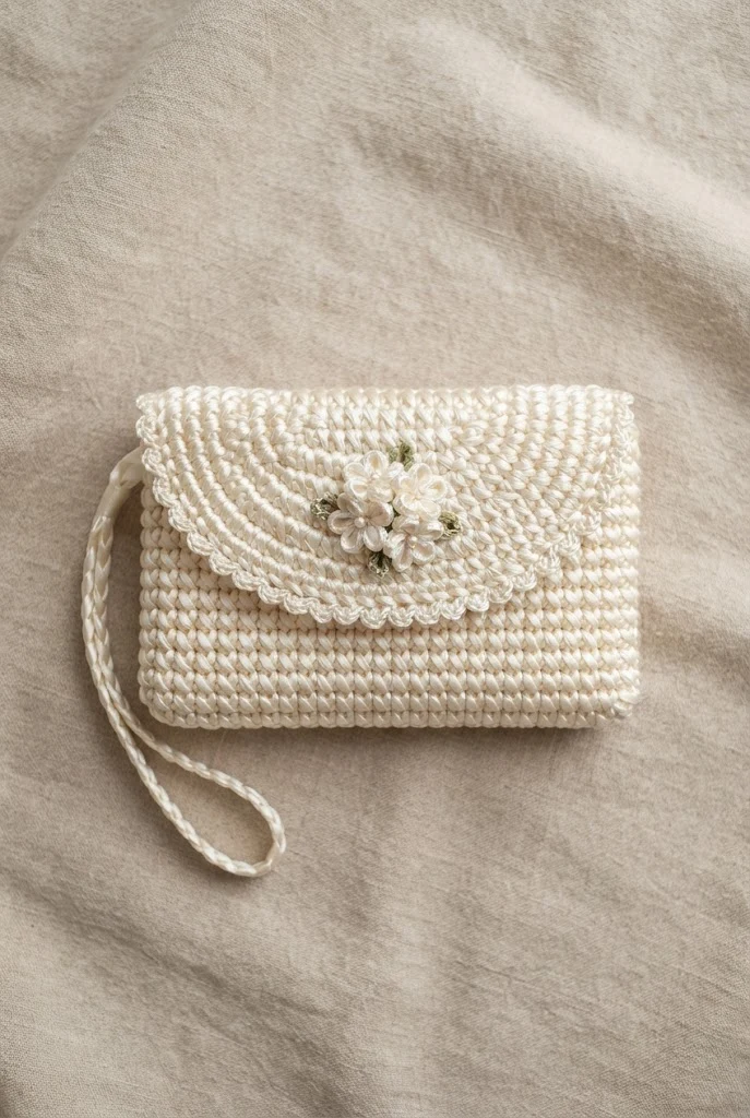 Ivory Bridal Satin Wristlet — satin crochet bag