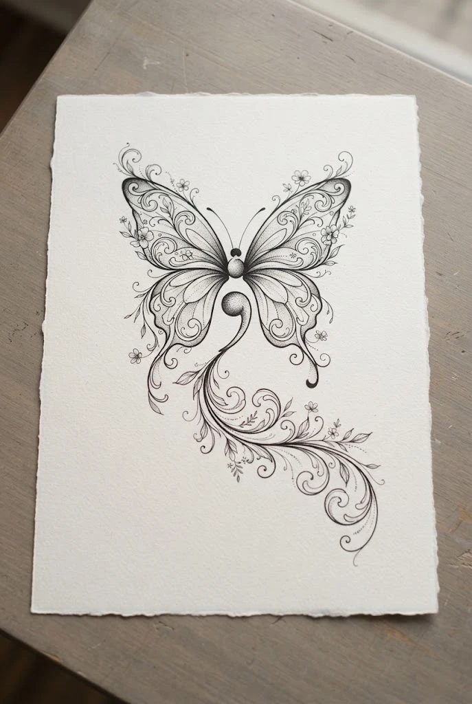 Extended Waistline Wing Sweep — semi-colon butterfly tattoo ideas design style outfit