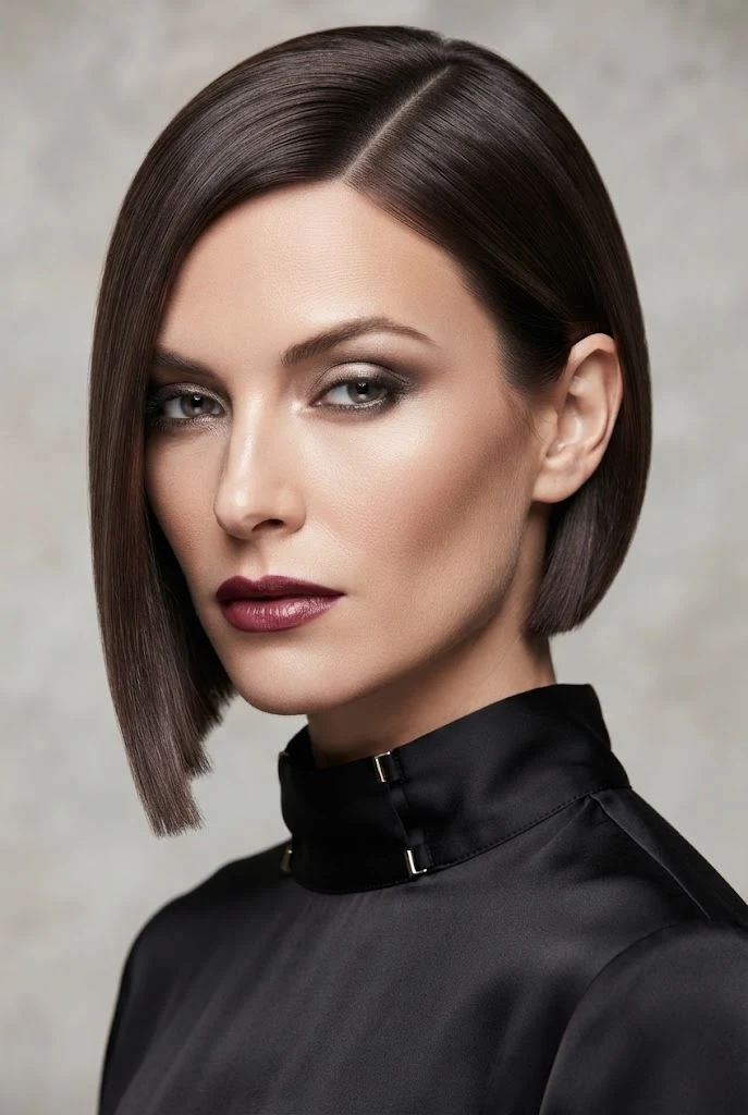 The Deep-Parted Glass Asymmetrical Bob — short hair party hairstyles style outfit