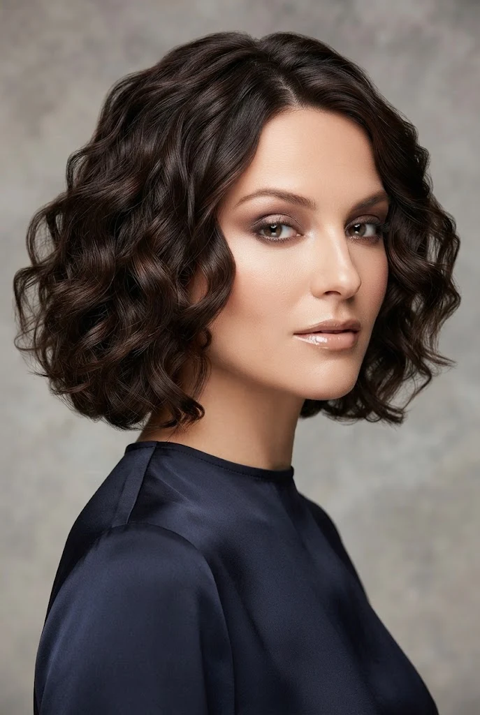 Textured Curl Contour Bob — short hair party hairstyles style outfit