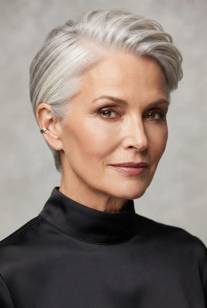 The Sleek Side-Tucked Pixie — short hair pulled-back styles style outfit
