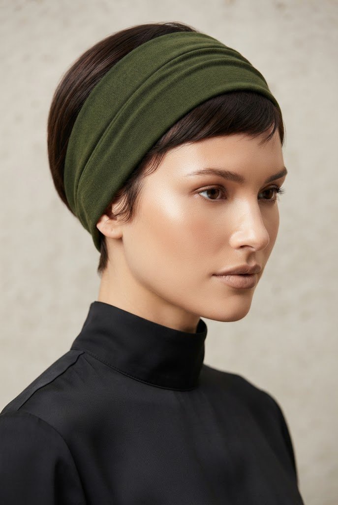 The Headwrap Tuck-In — short hair pulled-back styles style outfit