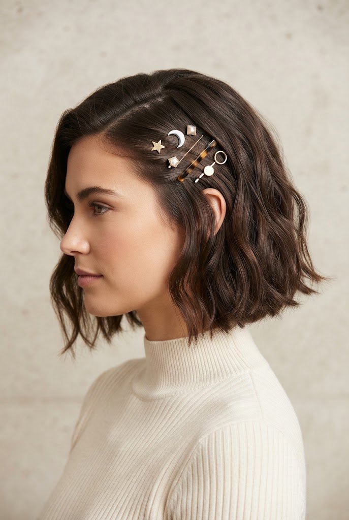 The Multi-Clip Constellation — short hair pulled-back styles style outfit