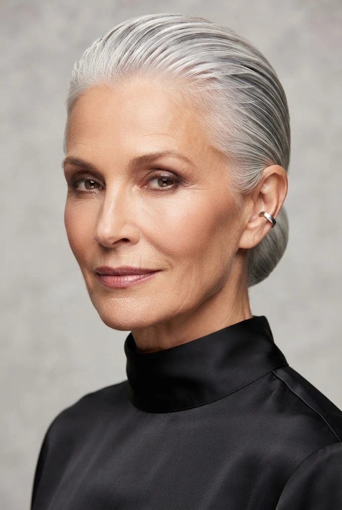 The Slicked-Back Wet Look — short hair pulled-back styles style outfit