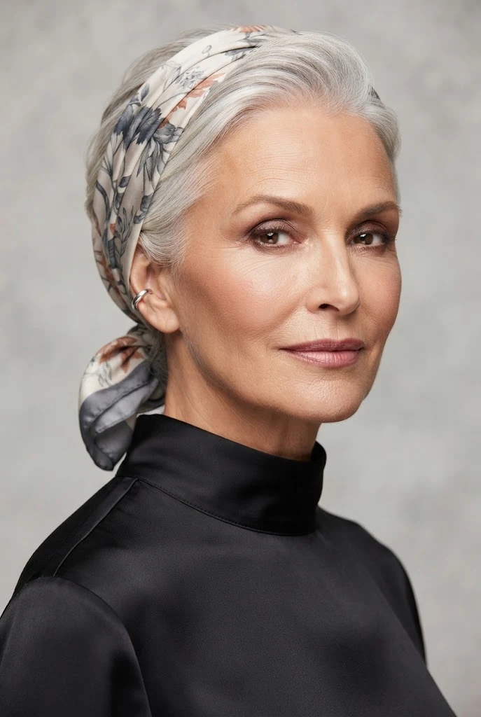 The Secured Scarf Tuck — short hair pulled-back styles style outfit