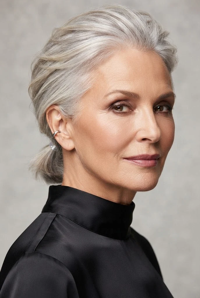 The Low Micro-Ponytail — short hair pulled-back styles style outfit