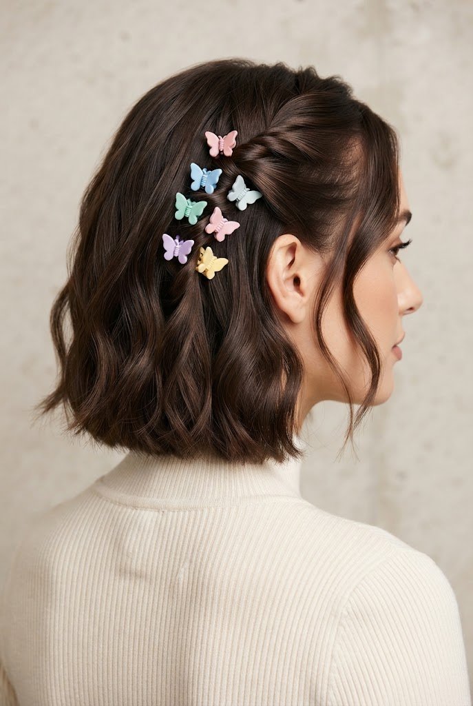 The Butterfly Clip Twist — short hair pulled-back styles style outfit