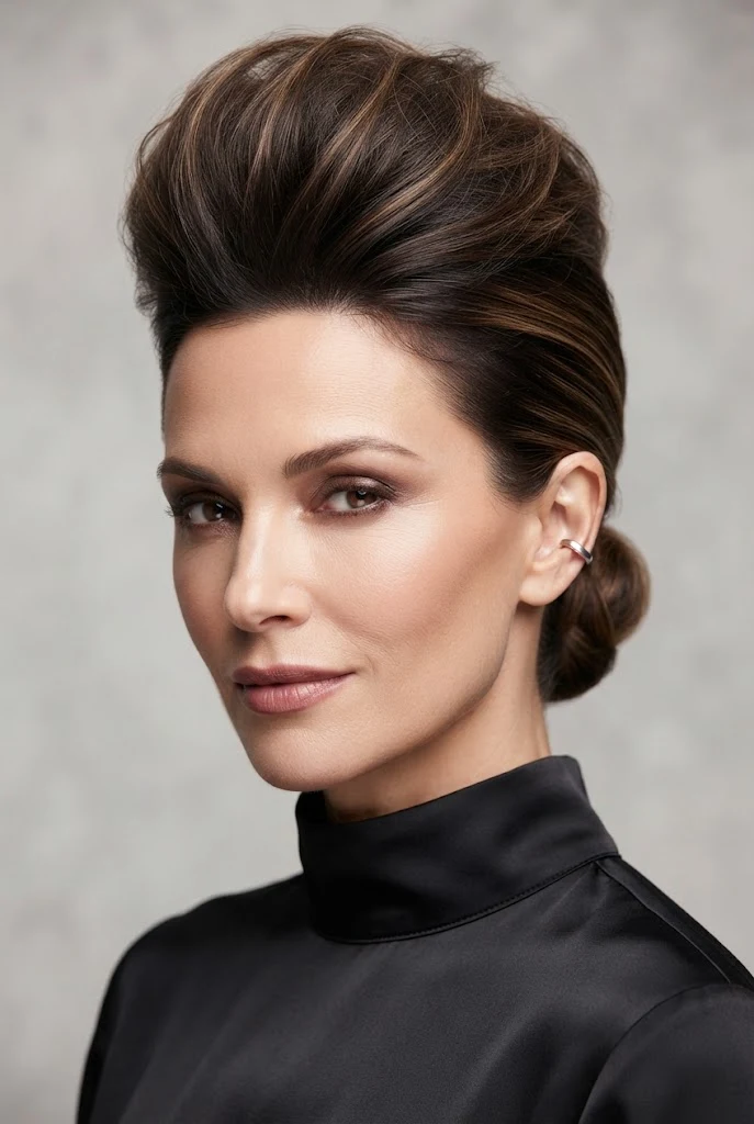 The Voluminous Crown Puff — short hair tied-back styles style outfit