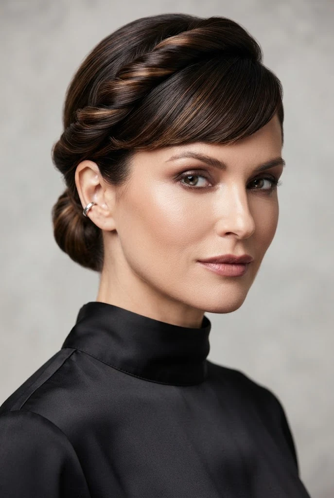 The Twisted Side-Swept Mini Roll — short hair tied-back styles style outfit