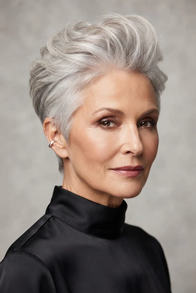 The Chic Tapered Silver Quiff — short hair worn down style outfit