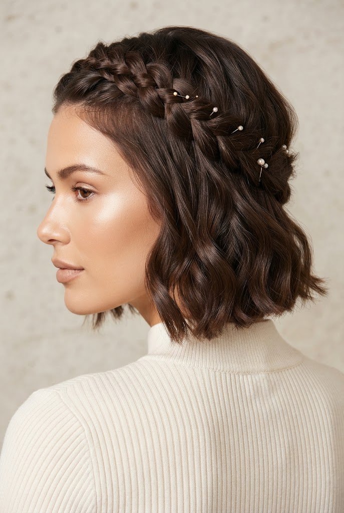 The Double-Braided Crown — short hairstyle ideas style outfit
