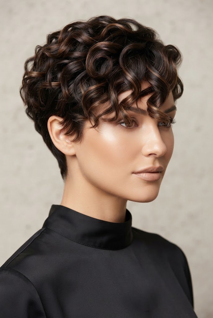The Curly Defined Pixie — short hairstyle ideas style outfit