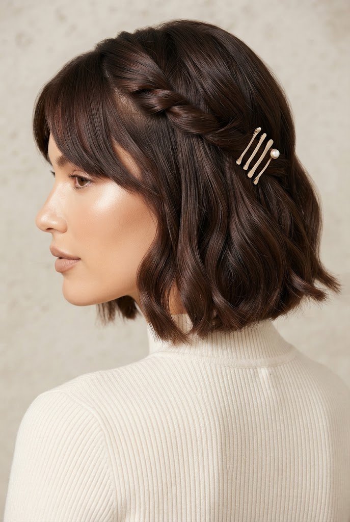 The Twisted Side-Swept Pin-Back — short hairstyle ideas style outfit