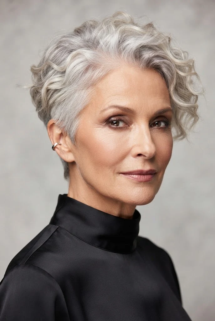 The Softly Curled Tapered Cut — short hairstyles for grandmothers style outfit