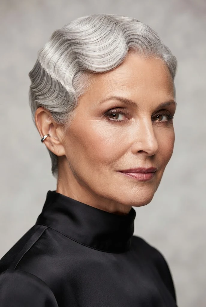 The Classic Finger-Waved Crop — short hairstyles for grandmothers style outfit