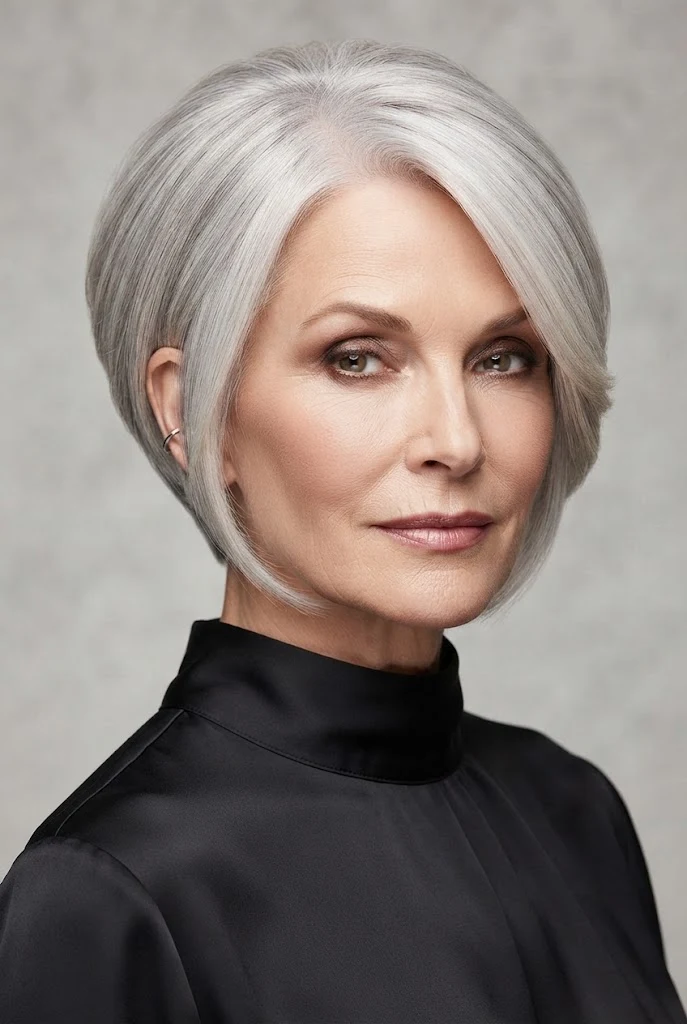 The Stacked Graduated Bob — short hairstyles for older women style outfit