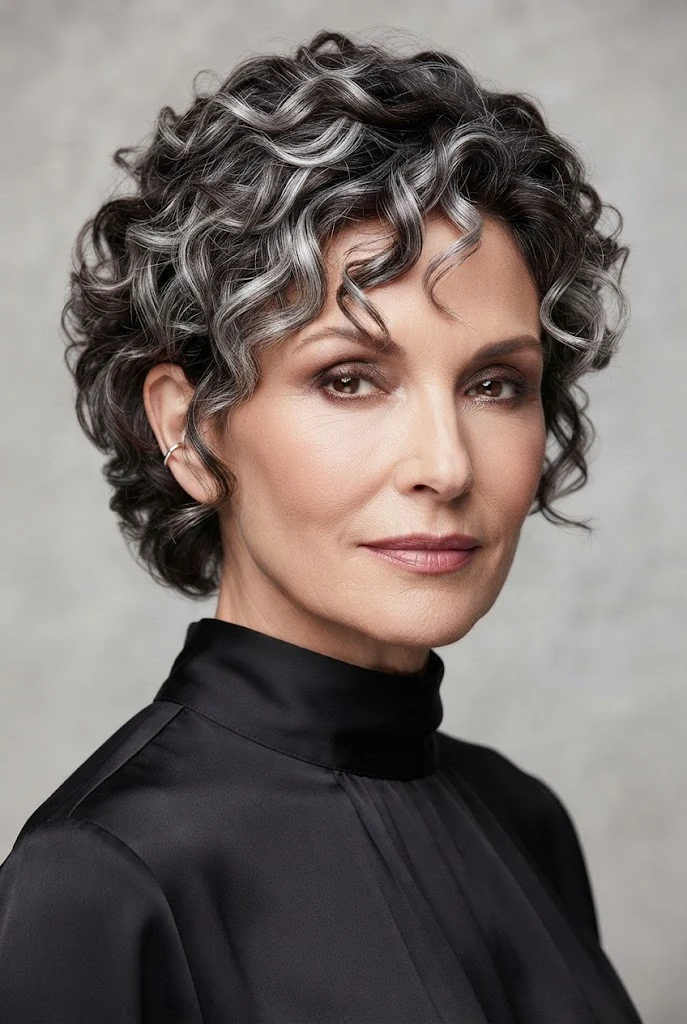The Curly Frosted Crop — short hairstyles for older women style outfit