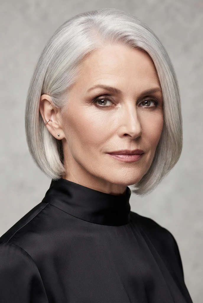 The Tucked Ear-Length Mini Bob — short hairstyles for older women style outfit