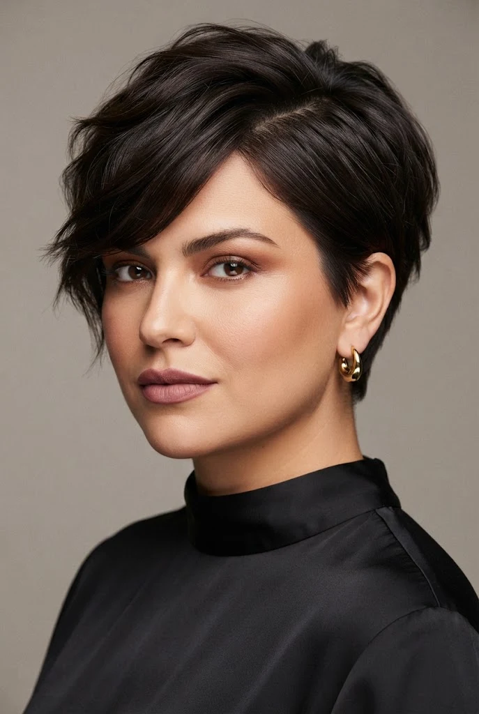 Side-Parted Textured Crop — Short hairstyles for round faces style outfit