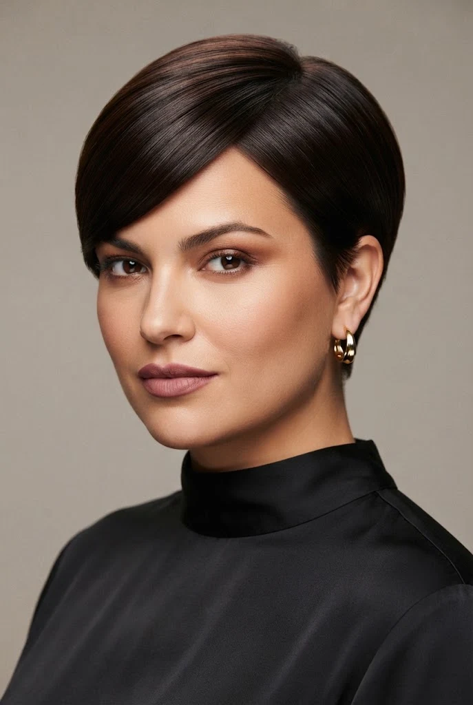 Sleek Tapered Pixie — Short hairstyles for round faces style outfit