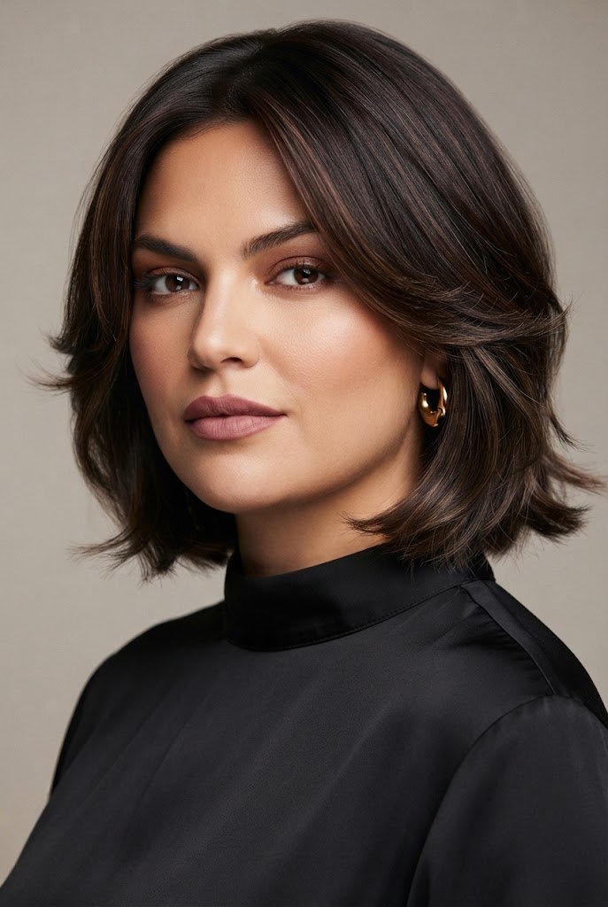 Soft Feathered Bob — Short hairstyles for round faces style outfit