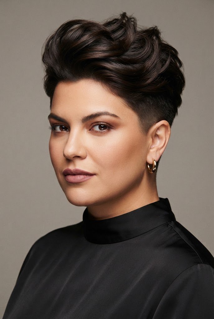 Textured Crop with High Volume Top — Short hairstyles for round faces style outfit
