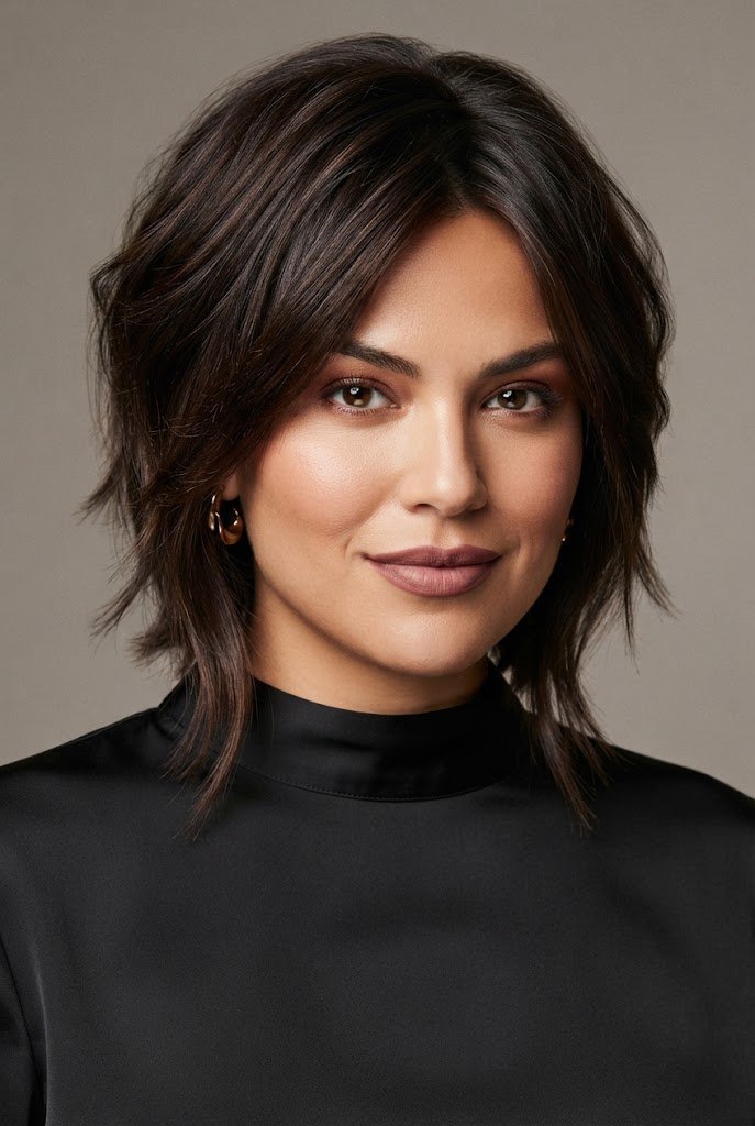 Choppy Bob with Longer Front Pieces — Short hairstyles for round faces style outfit