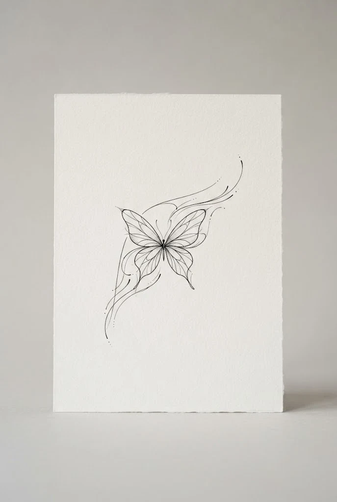Minimalist Line-Art Shoulder Accent — shoulder butterfly tattoo style outfit