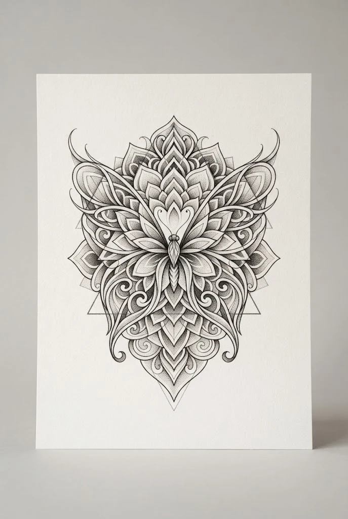 Fine-Line Abstract Minimalist Glyph — shoulder butterfly tattoo style outfit