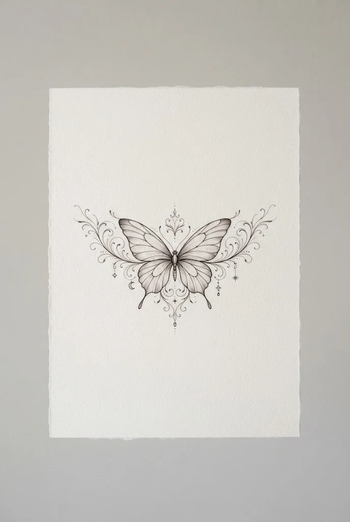 Single-Needle Collarbone Charm — shoulder butterfly tattoo style outfit