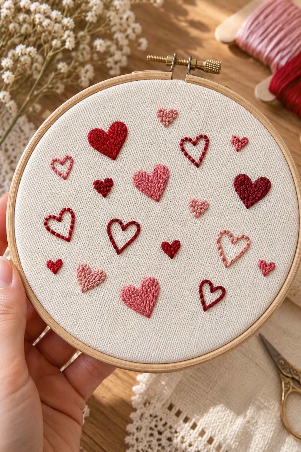 Minimalist Embroidered Hearts — simple hand embroidery patterns style outfit