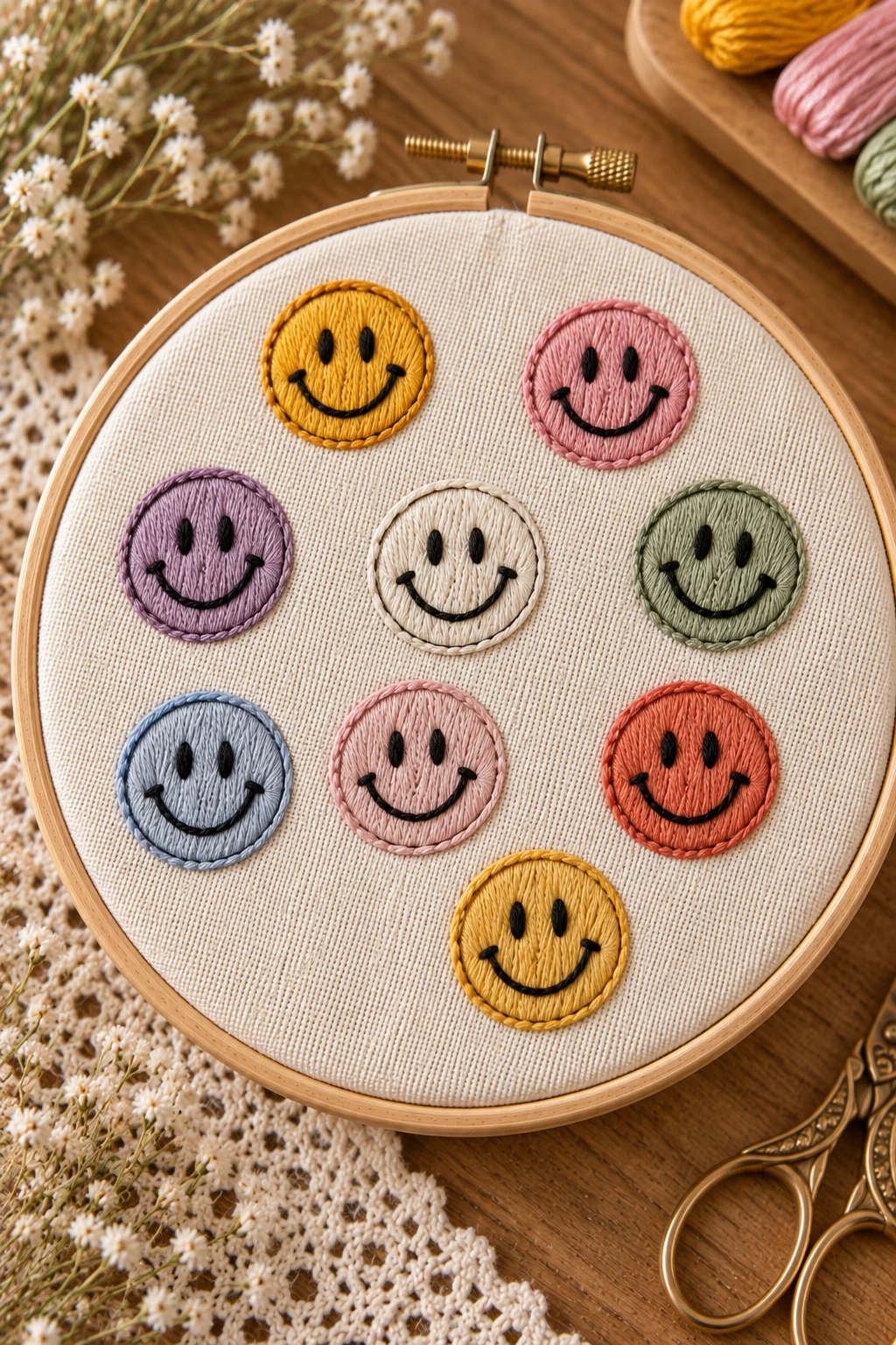 Embroidered Smiley Faces — simple hand embroidery patterns style outfit