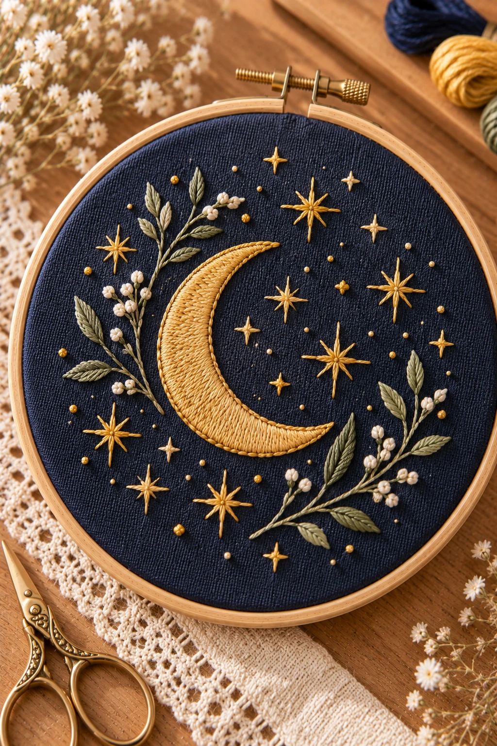 Simple Hand Embroidery Patterns: Crescent Moons and Stars — simple hand embroidery patterns style outfit